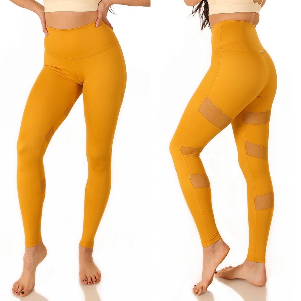 🆕Mika Back Mesh High-Waisted Legging Yellow